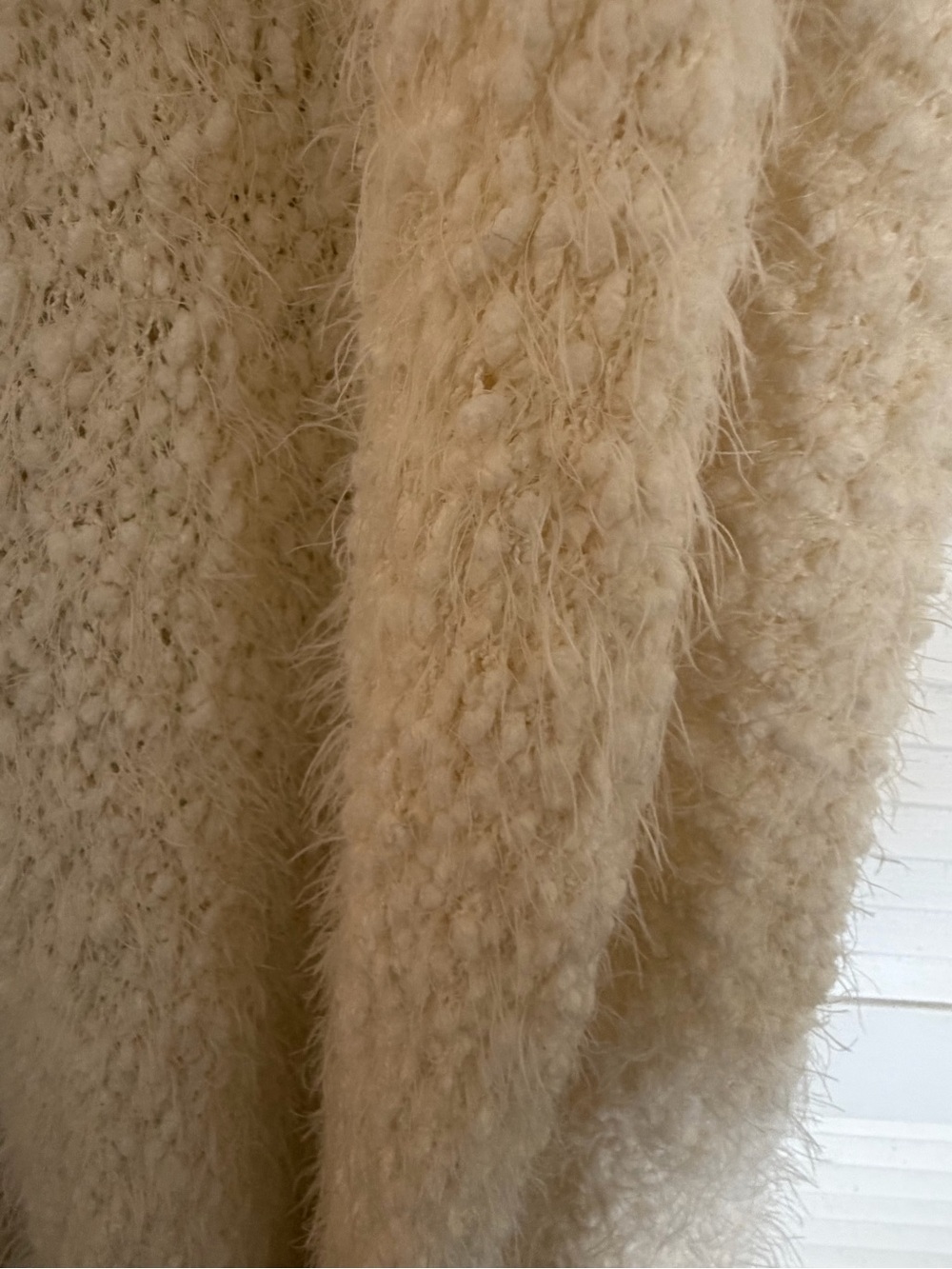 Alya Cream Fuzzy Open-Front Sleeveless Cardigan Vest - Picture 4 of 4